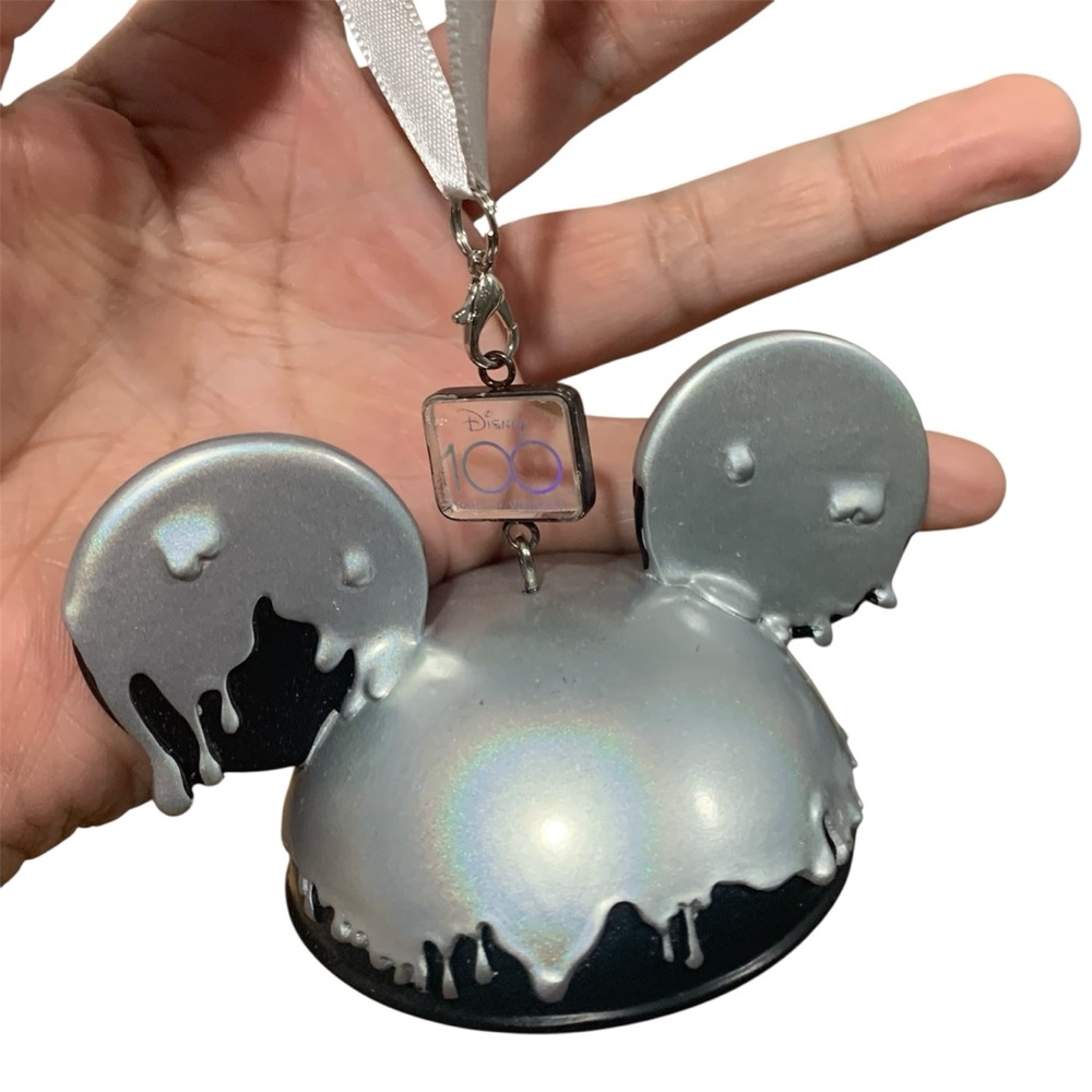 Disney Mickey Ears Hat Ornament - Disney100 - Silver Melting Chocolate NEW - Picture 2 of 7